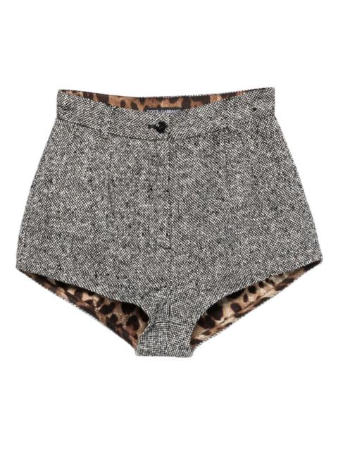 Dolce & Gabbana tweed leopard-print shorts