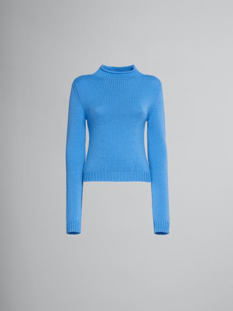 Marni LIGHT BLUE WOOL SWEATER WITH LOGO
