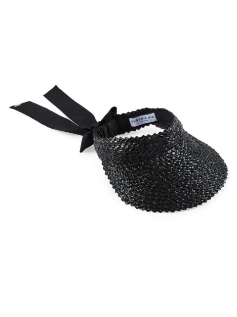EUGENIA KIM Women's Ricky Bow Straw Visor - Black