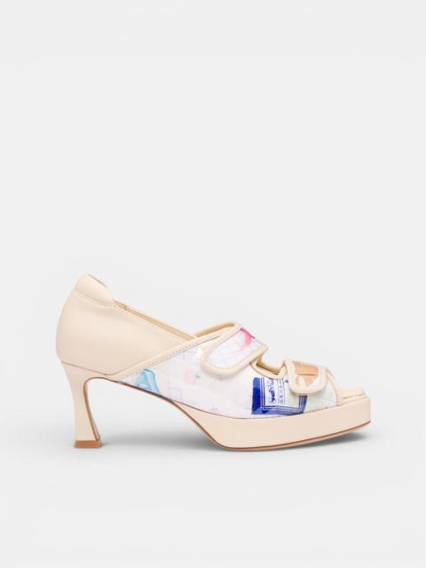 ASHLEY WILLIAMS Trash Grid Velcro Kitten Heels