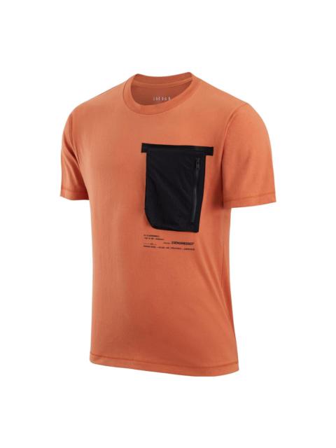 Jordan Men's Air Jordan 23 Engineered Contrasting Colors Pocket Round Neck Casual Short Sleeve Orange Black