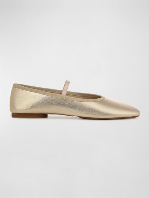 Vince Metallic Mary Jane Ballerina Flats