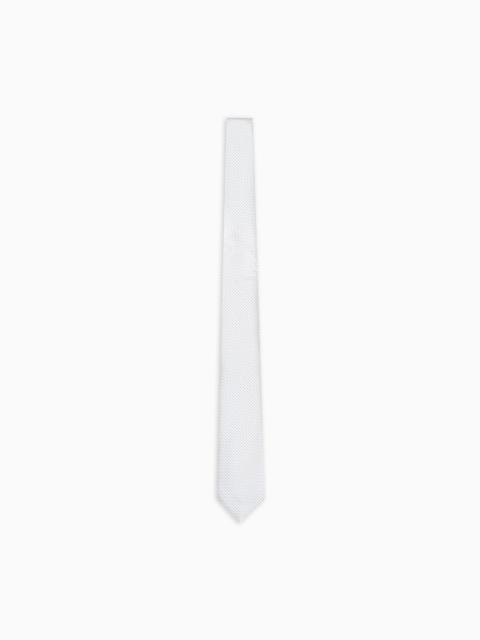 EMPORIO ARMANI PURE SILK TIE WITH JACQUARD MICRO-CHECK PATTERN
