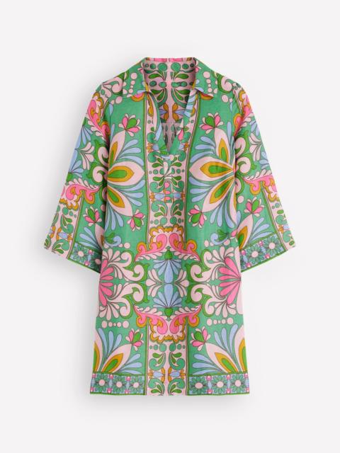 BODEN Carmen Linen Short Dress-Multi Bloom Tapestry