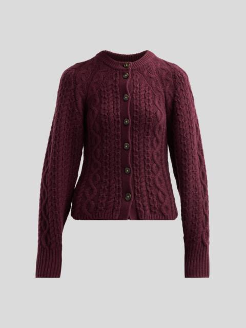 GUEST IN RESIDENCE Women's Cable Sculpted Cashmere-Wool Crewneck Cardigan - Fig