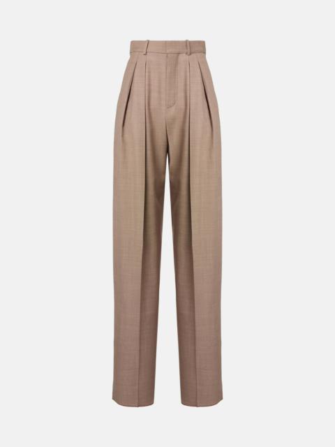Pleated wool wide-leg pants