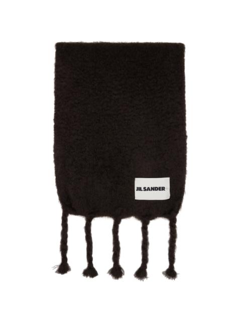 Jil Sander Brown Wide Wool Blend Scarf