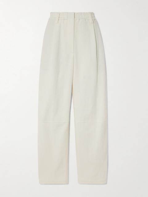 Brunello Cucinelli Herringbone Cotton And Linen-blend Wide-leg Pants