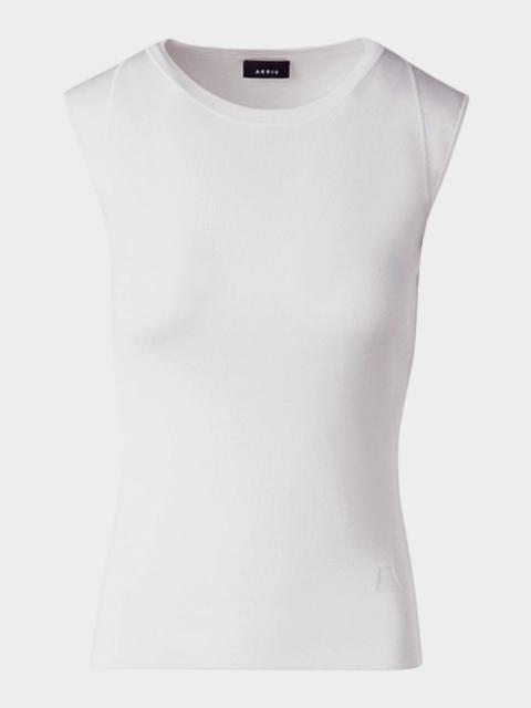 AKRIS Crewneck Stretch Silk Knit Top