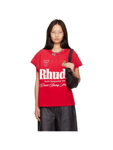 Rhude Red 'Rhude Desert Racing' Script Cut-Off T-shirt