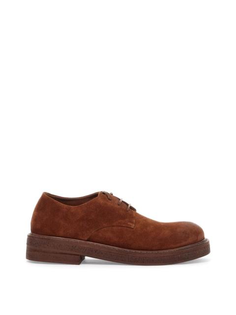 SUEDE LEATHER LACE-UP DERBY SHOES WITH