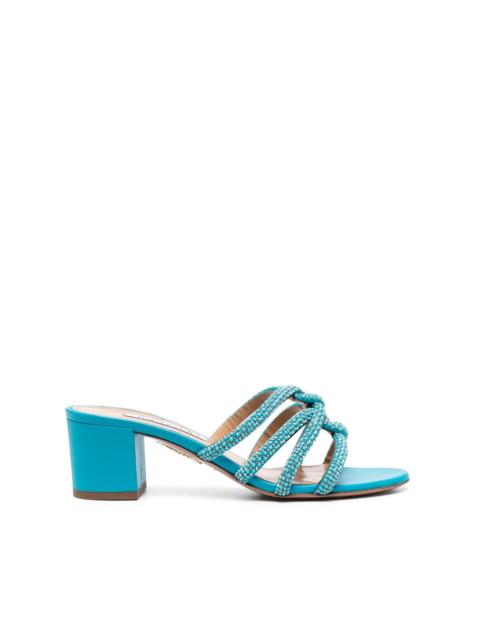 AQUAZZURA 60mm crystal-embellished leather mules