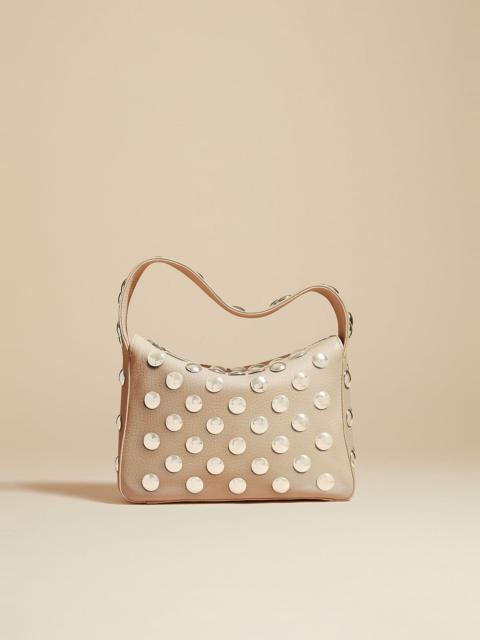 The Small Elena Bag in Dark Ivory Leather with Silver Studs