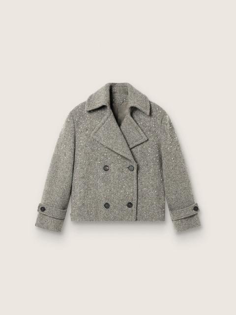 Golden Goose Women's double-breasted jacket in gray melange wool with rhinestones