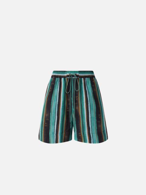 PINKO COTTON SHORTS WITH BRUSHSTROKE-EFFECT STRIPES