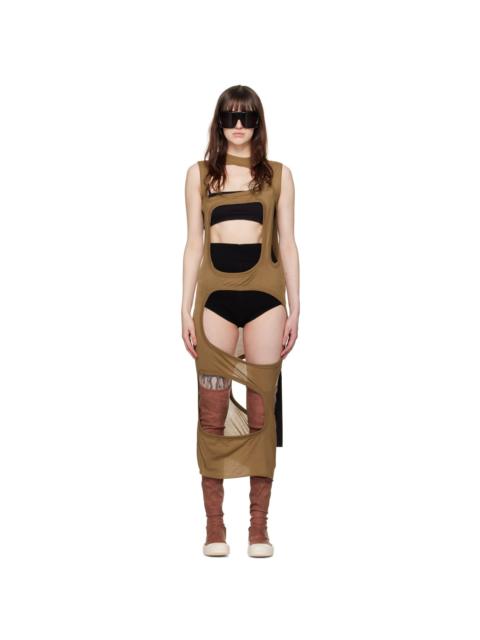 Rick Owens DRKSHDW Brown Membrane II Midi Dress