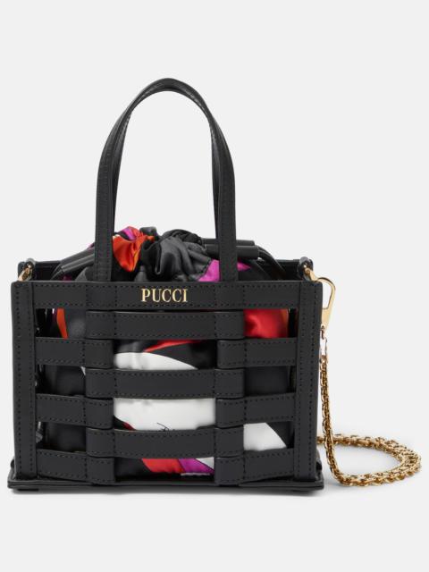 PUCCI Cage Mini leather and silk tote bag