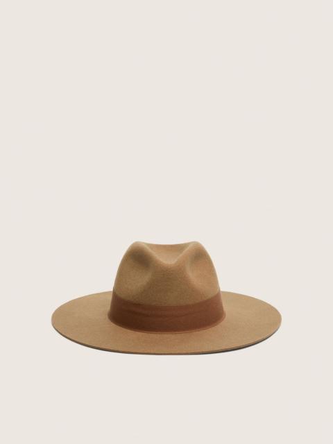 Golden Goose Beige fedora hat with ribbon strap and silver star