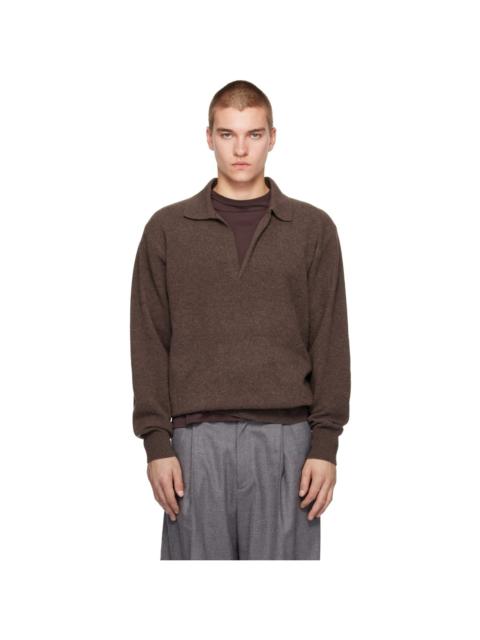 ssstein Brown Extra Fine Wool Knit Skipper Sweater