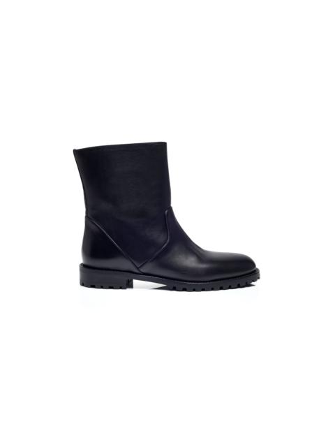 Black Calf Leather Ankle Boots