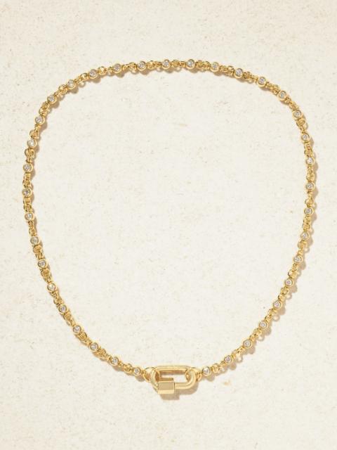 MARLA AARON Rolling Cans Chain + Chubby Babylock 18-karat gold diamond necklace Gold