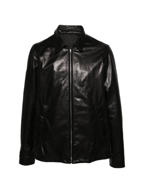 classic-collar leather jacket