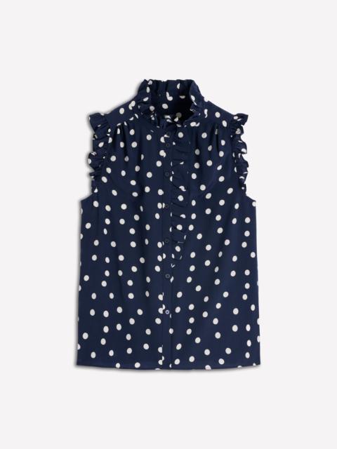 BODEN Isabel Sleeveless Silk Top-French Navy, Painted Dot