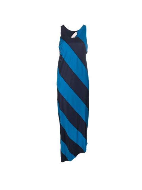diagonal-stripe sleeveless dress
