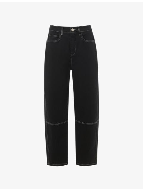 WHISTLES Contrast-Stitch Barrel-Leg Denim Jeans