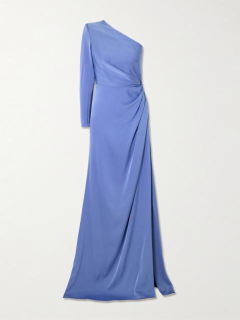 ALEX PERRY One-shoulder Gathered Satin-crepe Gown