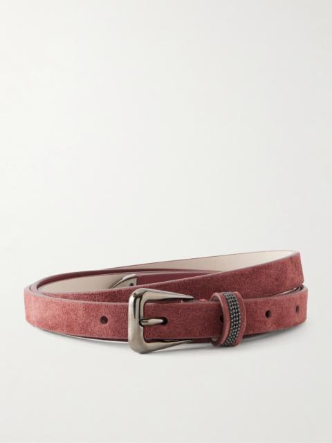 Brunello Cucinelli Embellished Suede Skinny Belt