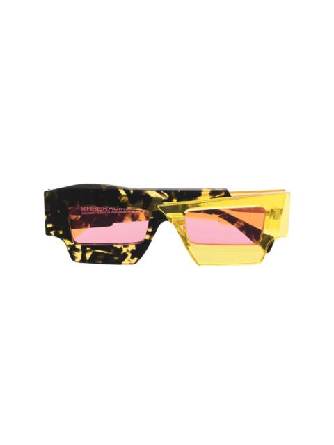 two-tone rectangle-frame sunglasses