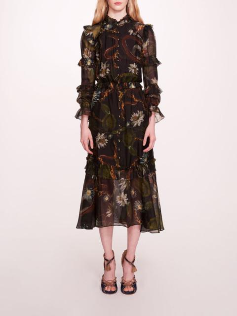 Marchesa SILK LILY MIDI DRESS
