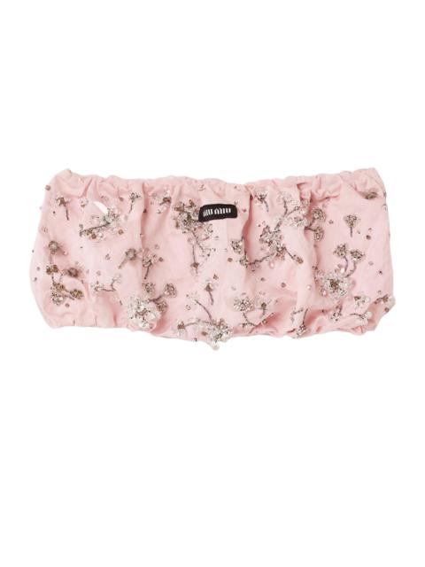 Miu Miu Women's Embroidered Duchesse Bandeau Top - Pink