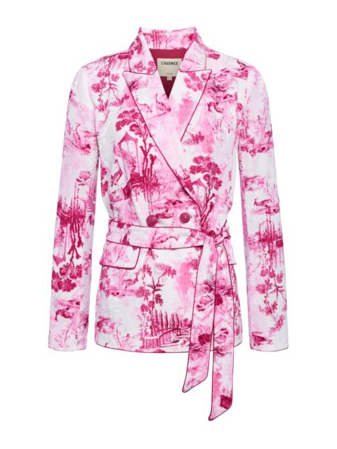L'AGENCE Jordana Satin Wrap Blazer