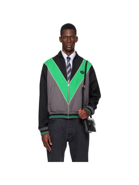 Valentino Black & Green Inlaid V Track Jacket
