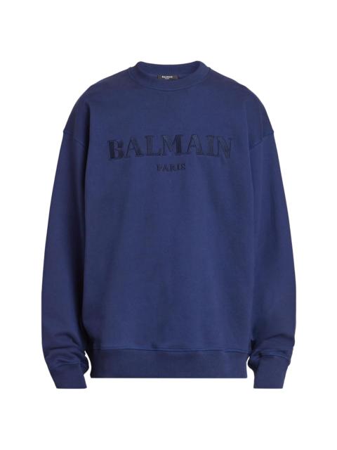 Balmain Men's Vintage Logo Cotton Sweatshirt - Bleu
