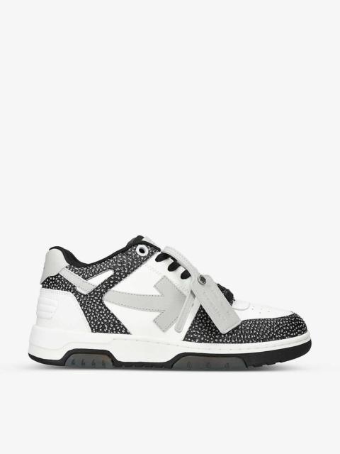 Out of Office textured leather low-top trainers
