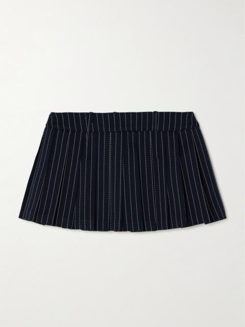 The Frankie Shop Blake Pleated Pinstriped Twill Mini Skirt