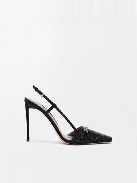 TOM FORD CRYSTAL STONES AND SATIN ARC SLINGBACK