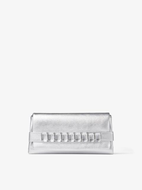 JIMMY CHOO Kya
Silver Metallic Nappa Leather Clutch Bag