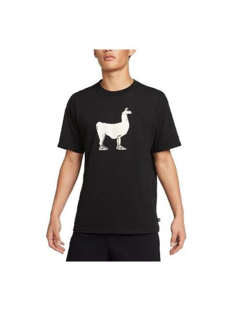 Nike Nike Contrasting Colors animal Pattern Printing Round Neck Casual Short Sleeve Black DR1242-010