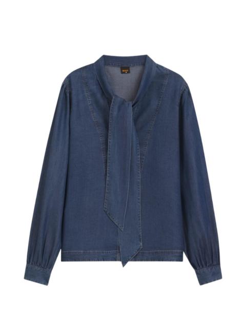 BOSS denim-look blouse with scarf detail