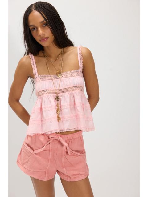FREE PEOPLE Good Fortune Solid Cotton-Linen Shorts
