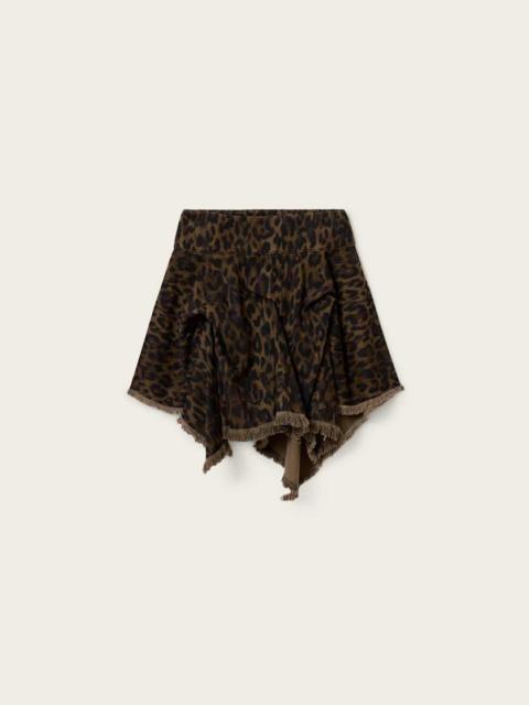 ALLSAINTS CRISSY LEOPARD PRINT DENIM MINI SKIRT