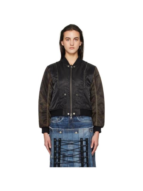Andersson Bell Black Mesh Sleeve Bomber Jacket