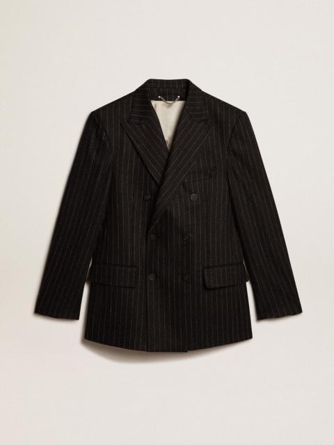 Men’s double-breasted blazer in gray melange wool