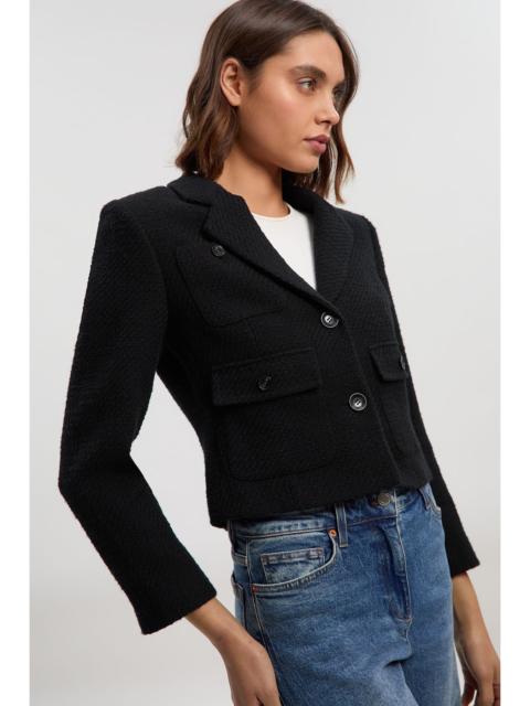 KAREN MILLEN Textured Tweed Cropped Tailored Jacket