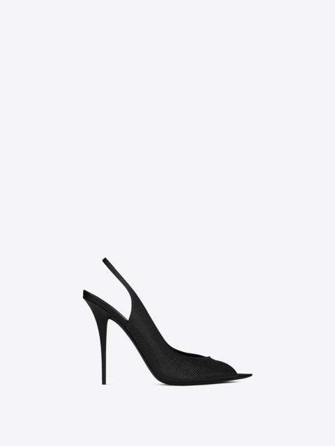 SAINT LAURENT lui slingback sandals in lizard-embossed shiny leather