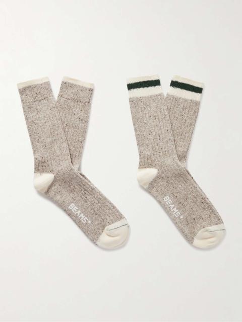 Rag Pack of Two Striped Ribbed Cotton-Blend Socks